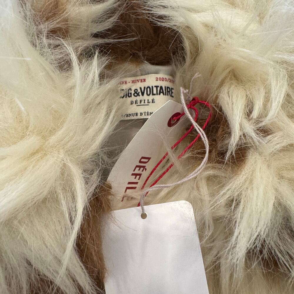 Zadig & Voltaire Women's Faux Fur Coat Long Sleeve White/Brown Size XSmall NWT - Picture 9 of 13
